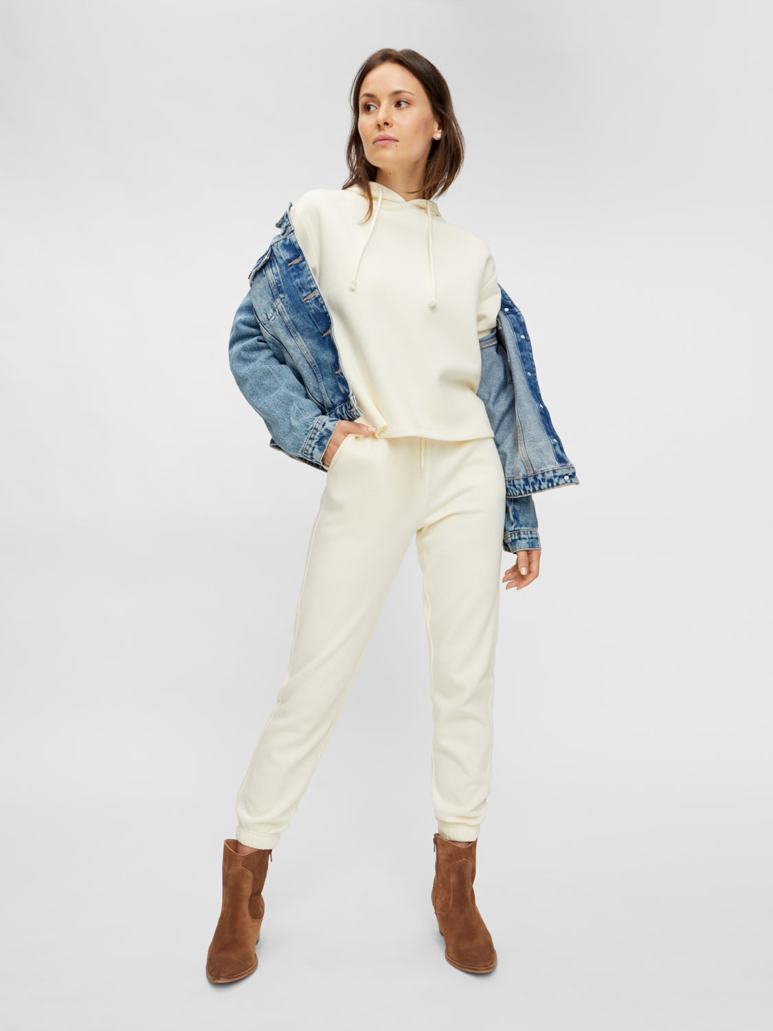 PCCHILLI Pants - white pepper